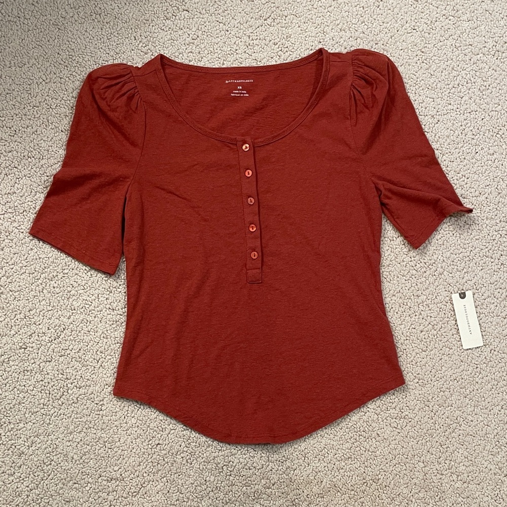 Anthropologie Rust Button-Up Blouse